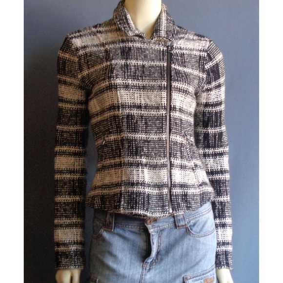 Lucky Brand Jackets & Blazers - Lucky Brand Black White Plaid Moto Jacket S